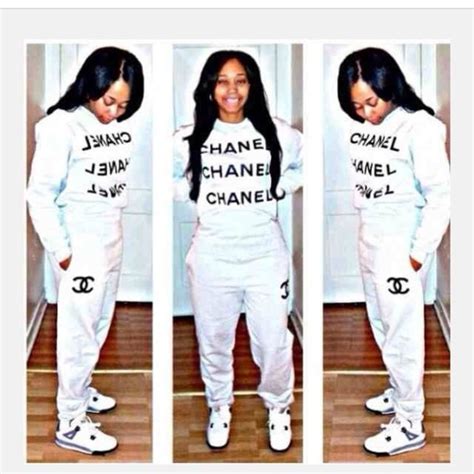 grey chanel sweatpants|chanel tracksuit.